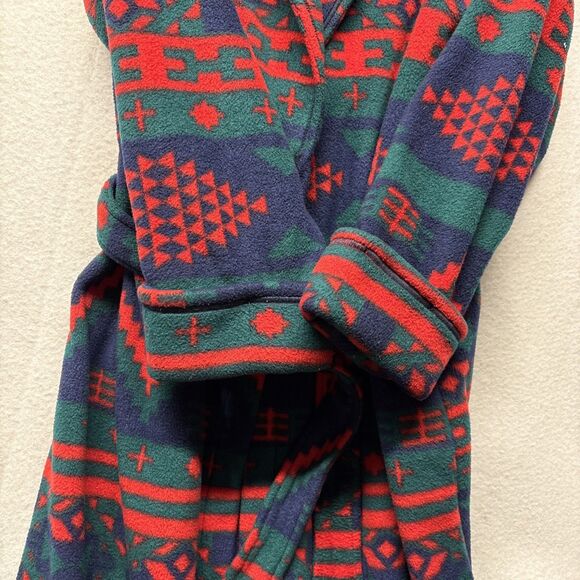 Vintage Cypress Aztec Southwestern Fleece Robe Bathrobe House Red Blue Sz Small - Picture 4 of 5